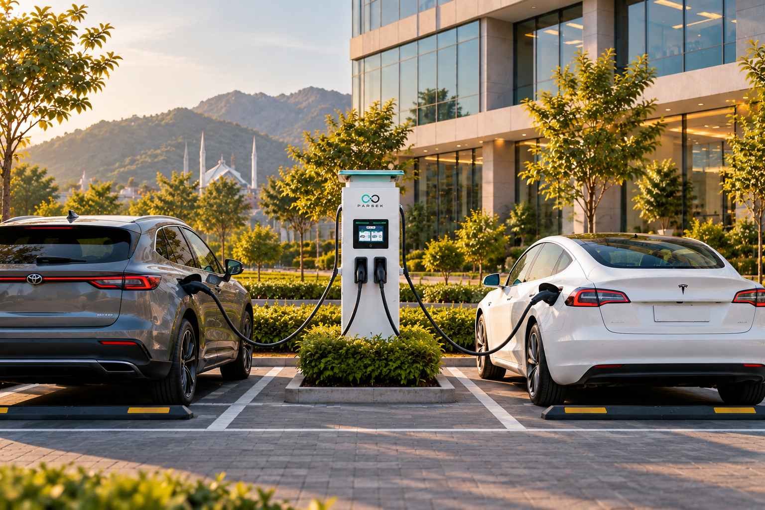 Commercial EV charging installation for offices, hotels and fleet parking